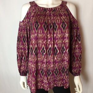 Ralph Lauren Multi Color Cold Shoulder Top